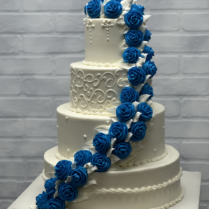 Splast of Blue Roses Wedding Cake